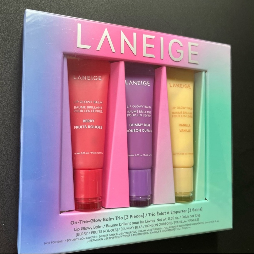 LANEIGE Lip Balm Set - Pink, Green, Blue